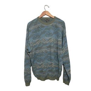 Library Knit Sweater Men’s XL Landscape Crewneck Cactus Green Beige NWT USA‎